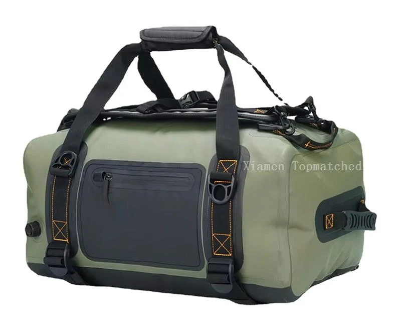 Marine waterproof duffel bag with heavy duty PVC body shoulder straps and custom logo panel Marine waterproof duffel bag with heavy duty PVC body shoulder straps and custom logo panel