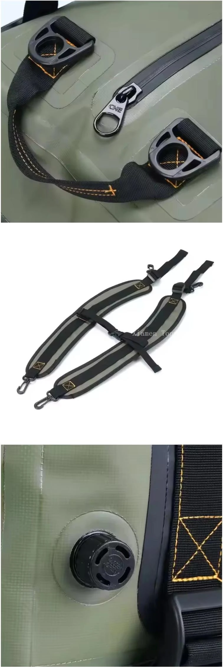 Heavy duty PVC marine dry bag with welded seams strap anchors and waterproof construction details Heavy duty PVC marine dry bag with welded seams strap anchors and waterproof construction details